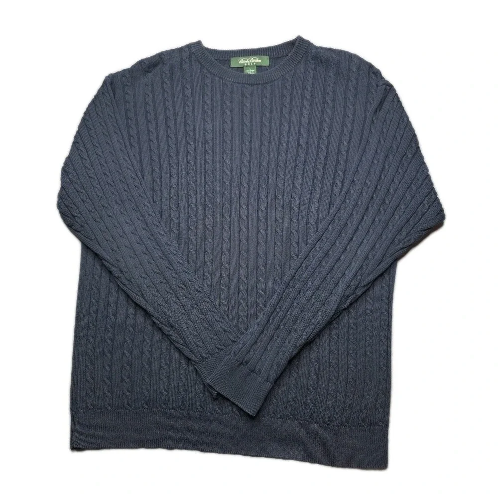 VINTAGE Brooks Brothers Sweater Mens Large Golf 100% Cotton Cable Knit Crewneck